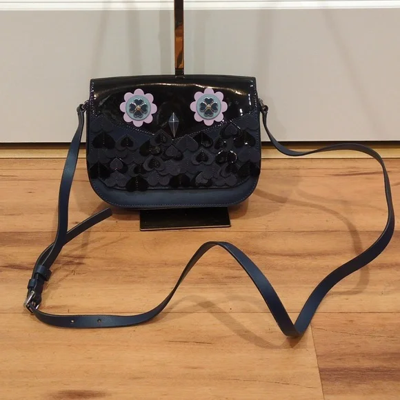 Kate Spade NWOT Zibbi Owl Navy ๐ Novelty Medium Flap Shoulder Crossbody Purse - Picture 1 of 15